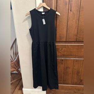 NWT J. Crew Ribbed Tank Black Midi Dress - Size M